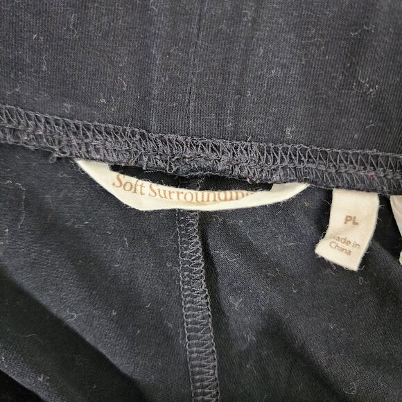 Soft Surroundings Women Cropped Leggings Size Large Petite LP Black Knit Pull On - Picture 6 of 8